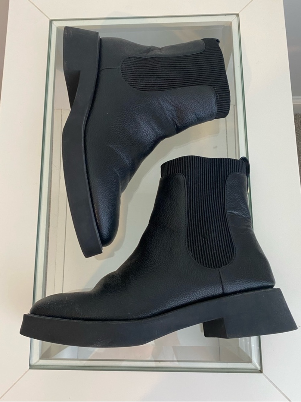 Reaction Black Leather Chelsea Ankle Boots